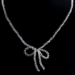 NEW Dainty Clear Ballet Emo Princess Beaded Chocker Coquette Classy Bow Necklace